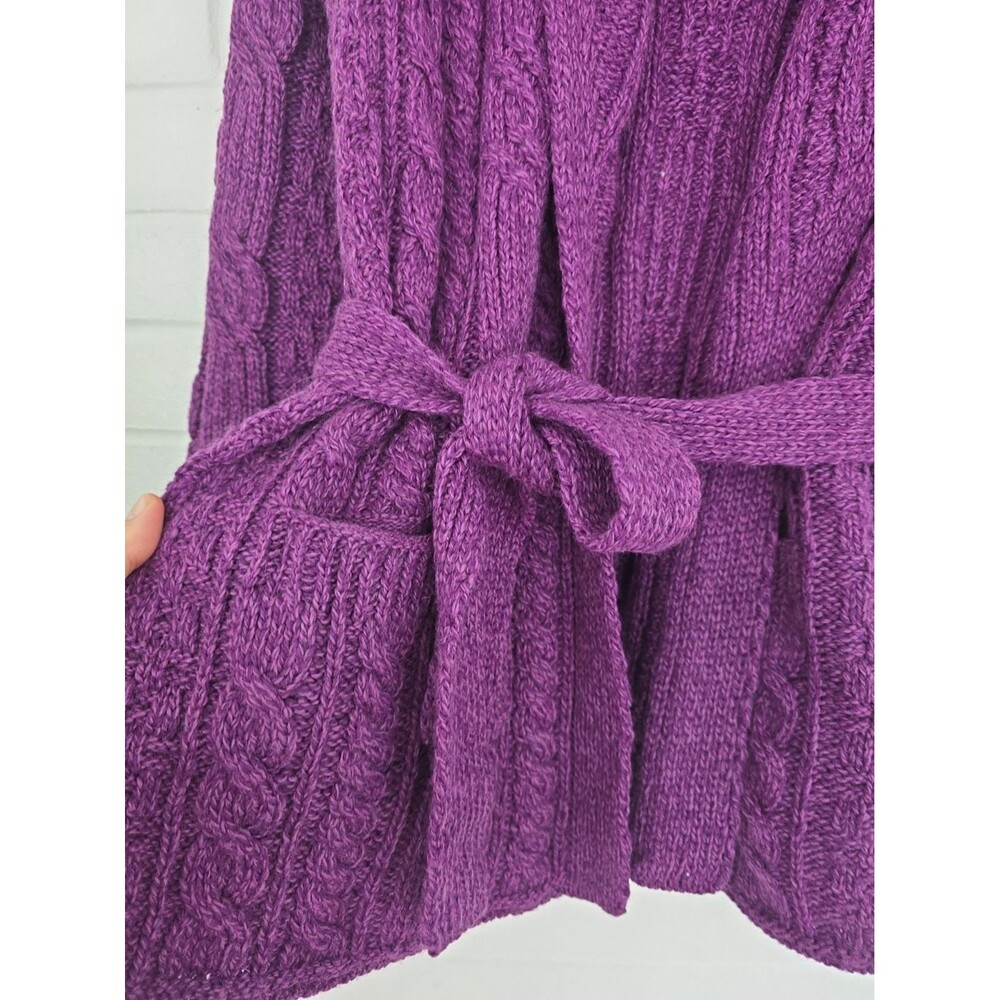 Aran Sweater Market Women's Merino Wool Cardigan Size M Purple Color - Picture 4 of 9